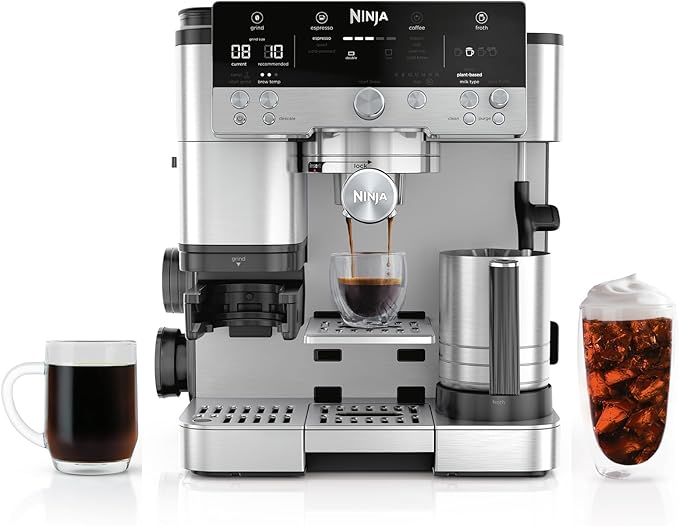Ninja Luxe Café Premier 3-in-1 Espresso Machine, Drip Coffee, & Cold Brew Built-in Grinder, Hands-Free Milk Frother, and Assisted Tamper for Cappuccinos & Lattes, Stainless Steel, ES601