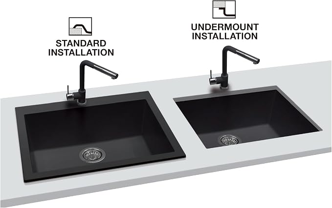 Zuhnë Rialto 31 Black Granite Composite Kitchen Sink, Dual Mount Undermount Drop-In Double Bowl, Matte Black, Quick Drain Dry Tech, Cutting Board, 31 x 20 in