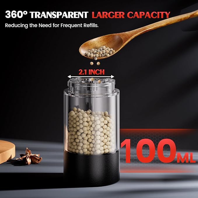 Electric Salt and Pepper Grinder Set Automatic Battery Pepper Mill Shakers Adjustable Coarseness Upgraded Larger Capacity with Led Home and Kitchen Appliances White Elephant Gifts for Women Men
