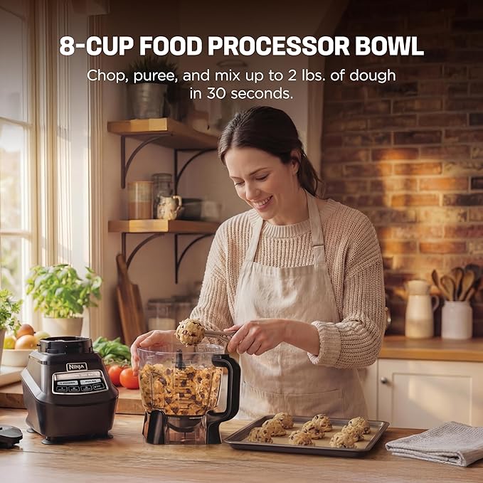 Ninja Kitchen System Pro, 1500W, 72oz Pitcher, 8-Cup, Black, BL770 | 1500W all-in-one blends smoothies, processes salsa & dough. 72-oz pitcher, 8-cup...