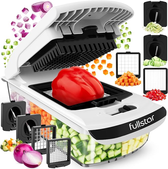 Fullstar Pro Original Vegetable Chopper & Spiralizer, All-in-1 Kitchen Tool Multi-Blade Veggie Chopper, 5-Cup Container Onion & Food Cutter Dicer Spiralizer Dishwasher Safe Kitchen Gadgets & Essentials