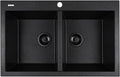 Zuhnë Rialto 31 Black Granite Composite Kitchen Sink, Dual Mount Undermount Drop-In Double Bowl, Matte Black, Quick Drain Dry Tech, Cutting Board, 31 x 20 in